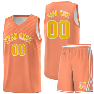 Custom Light Orange Gold Chest Slash Patttern Sports Uniform Basketball Jersey