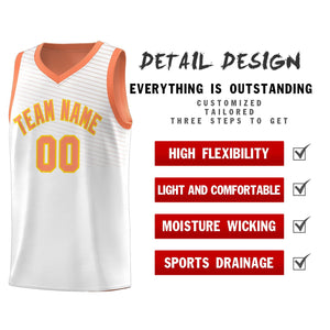 Custom White Light Orange Chest Slash Patttern Sports Uniform Basketball Jersey