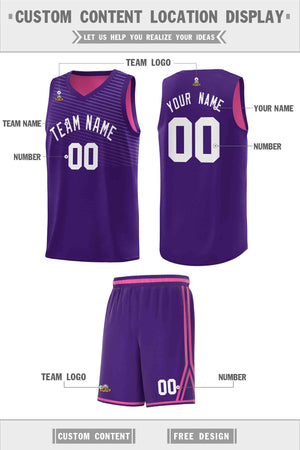 Custom Purple Pink Chest Slash Patttern Sports Uniform Basketball Jersey