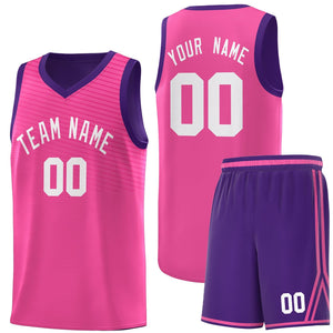 Custom Pink Purple Chest Slash Patttern Sports Uniform Basketball Jersey