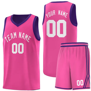 Custom Pink Purple Chest Slash Patttern Sports Uniform Basketball Jersey