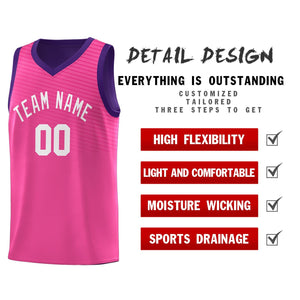 Custom Pink Purple Chest Slash Patttern Sports Uniform Basketball Jersey