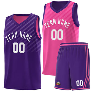 Custom Purple Pink Chest Slash Patttern Double Side Sports Uniform Basketball Jersey