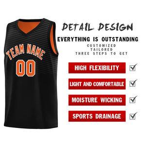 Custom Black Orange Chest Slash Patttern Sports Uniform Basketball Jersey