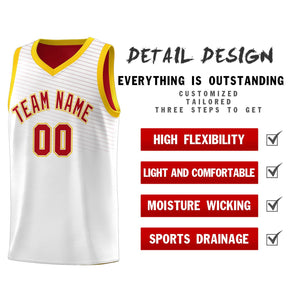 Custom White Red Chest Slash Patttern Sports Uniform Basketball Jersey