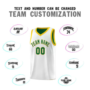 Custom White Kelly Green Chest Slash Patttern Sports Uniform Basketball Jersey