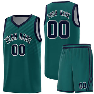 Custom Midnight Green Navy Chest Slash Patttern Sports Uniform Basketball Jersey