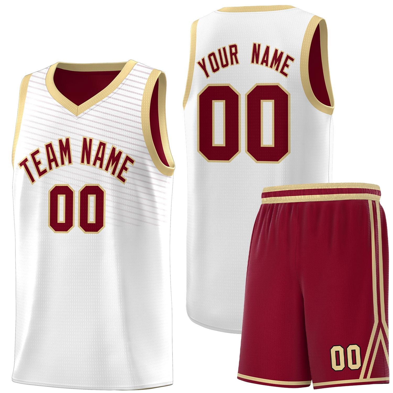 Custom White Crimson Chest Slash Patttern Sports Uniform Basketball Jersey