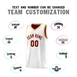 Custom White Crimson Chest Slash Patttern Sports Uniform Basketball Jersey