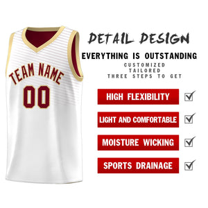 Custom White Crimson Chest Slash Patttern Sports Uniform Basketball Jersey