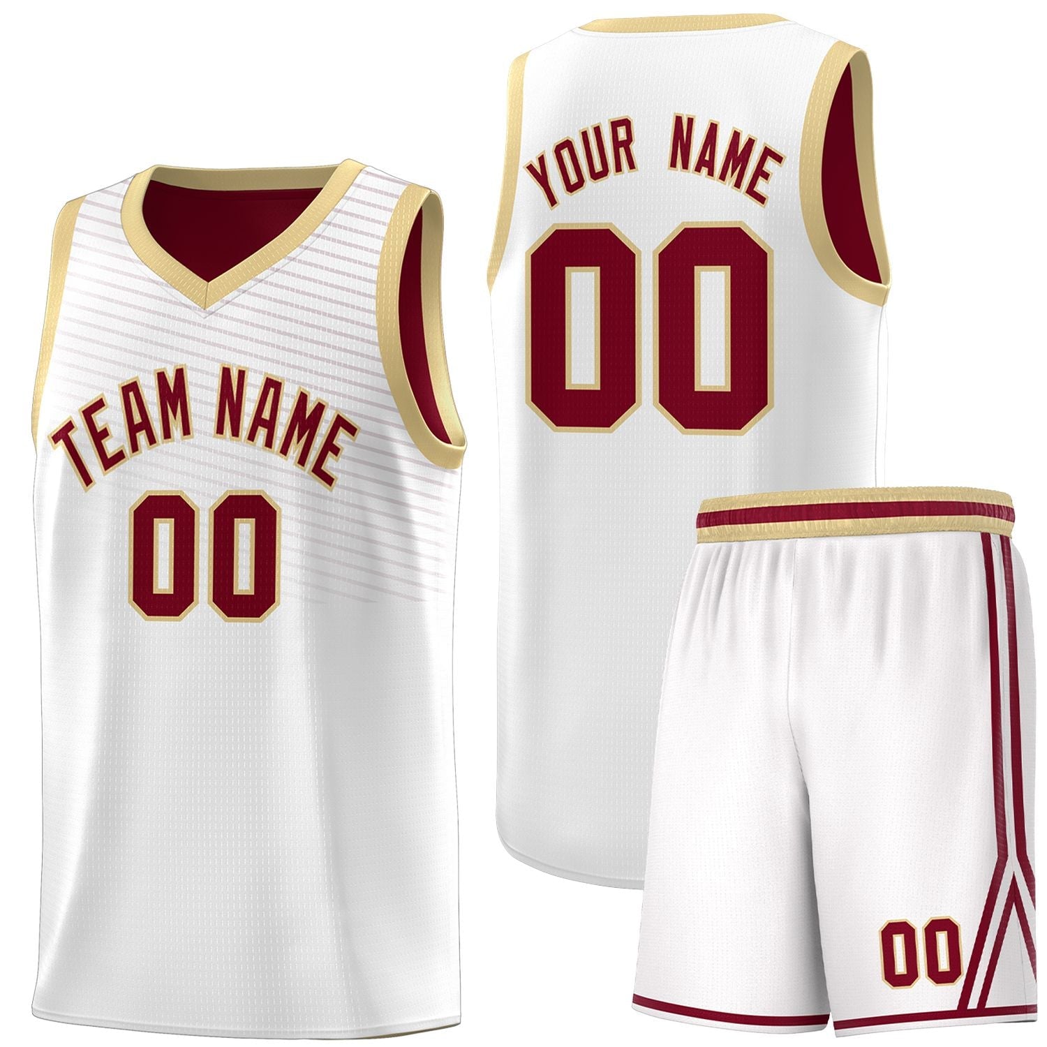 Custom White Crimson Chest Slash Patttern Sports Uniform Basketball Jersey