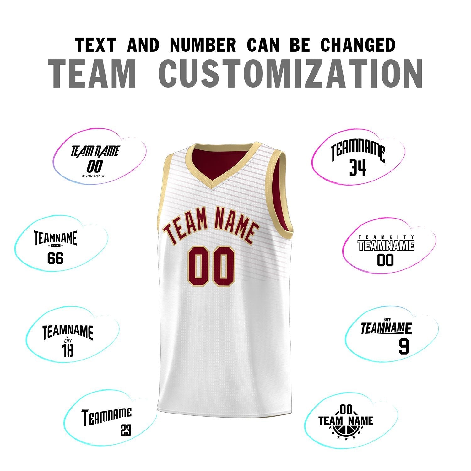 Custom White Crimson Chest Slash Patttern Sports Uniform Basketball Jersey