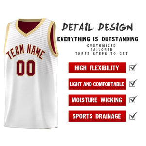 Custom White Crimson Chest Slash Patttern Sports Uniform Basketball Jersey