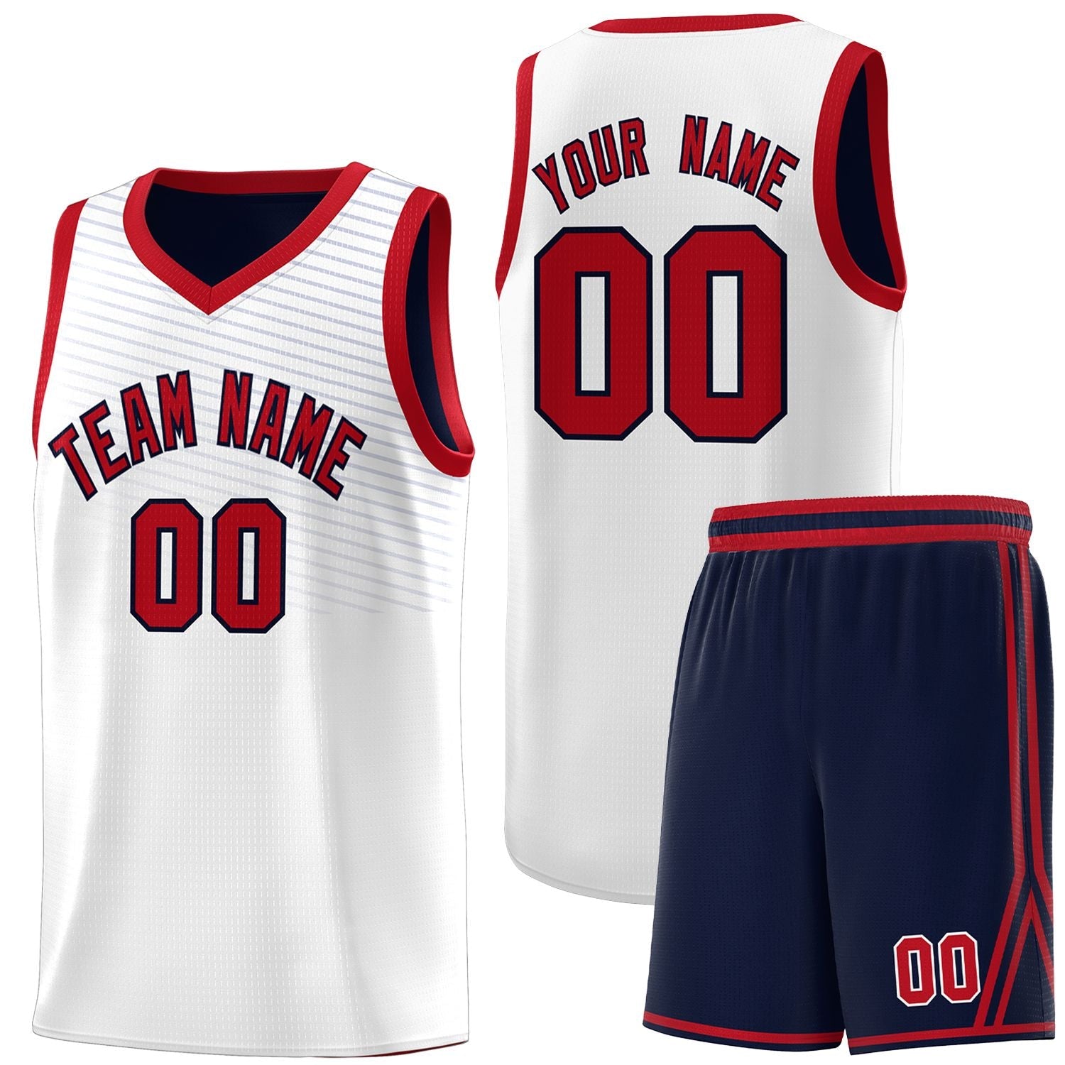 Custom White Navy Chest Slash Patttern Sports Uniform Basketball Jersey