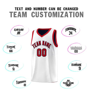 Custom White Navy Chest Slash Patttern Sports Uniform Basketball Jersey