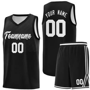 Custom Black White Chest Slash Patttern Sports Uniform Basketball Jersey