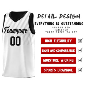 Custom White Black Chest Slash Patttern Sports Uniform Basketball Jersey