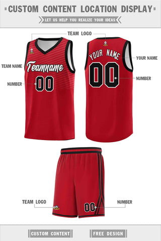 Custom Red Black Chest Slash Patttern Sports Uniform Basketball Jersey