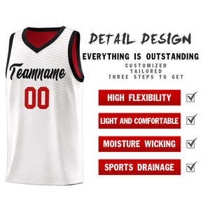 Custom White Red Chest Slash Patttern Sports Uniform Basketball Jersey