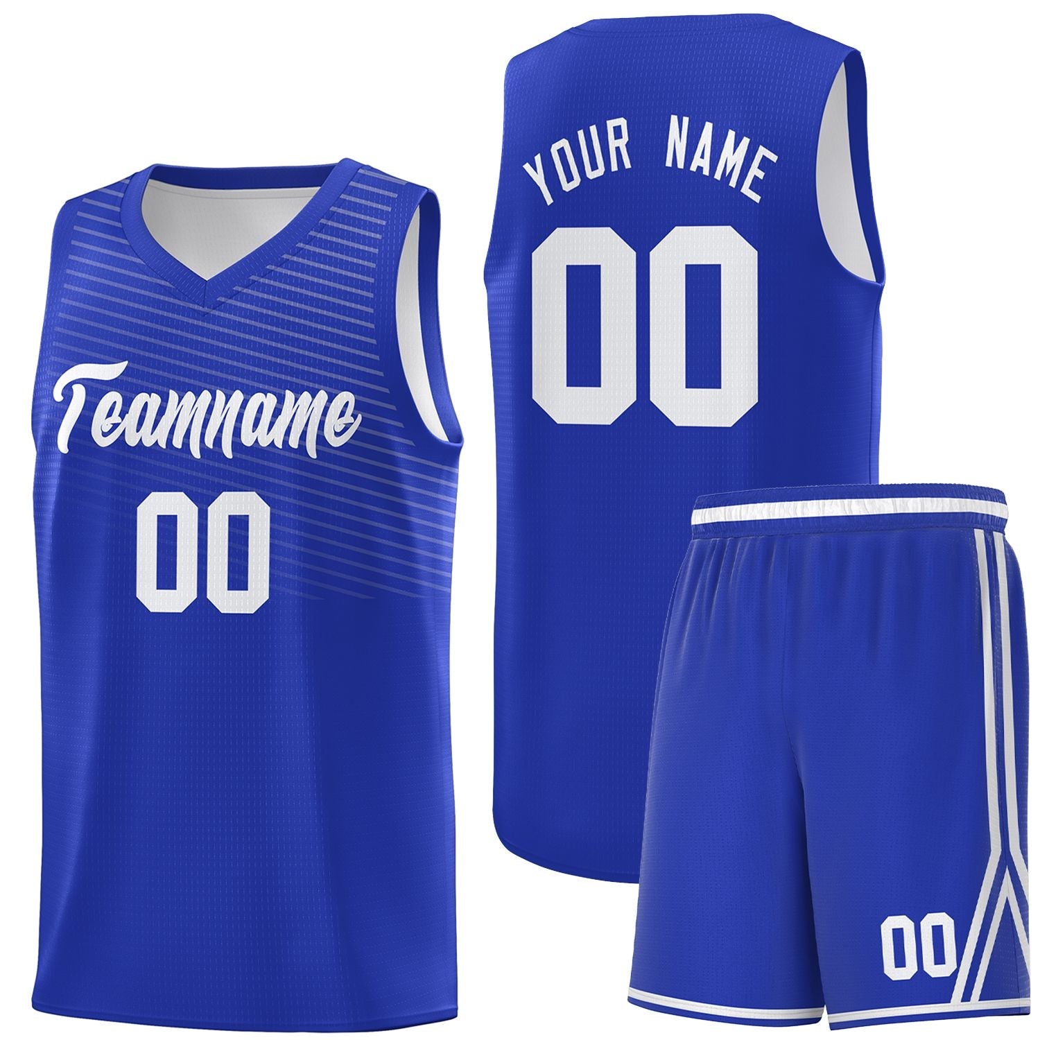 Custom Royal White Chest Slash Patttern Sports Uniform Basketball Jersey