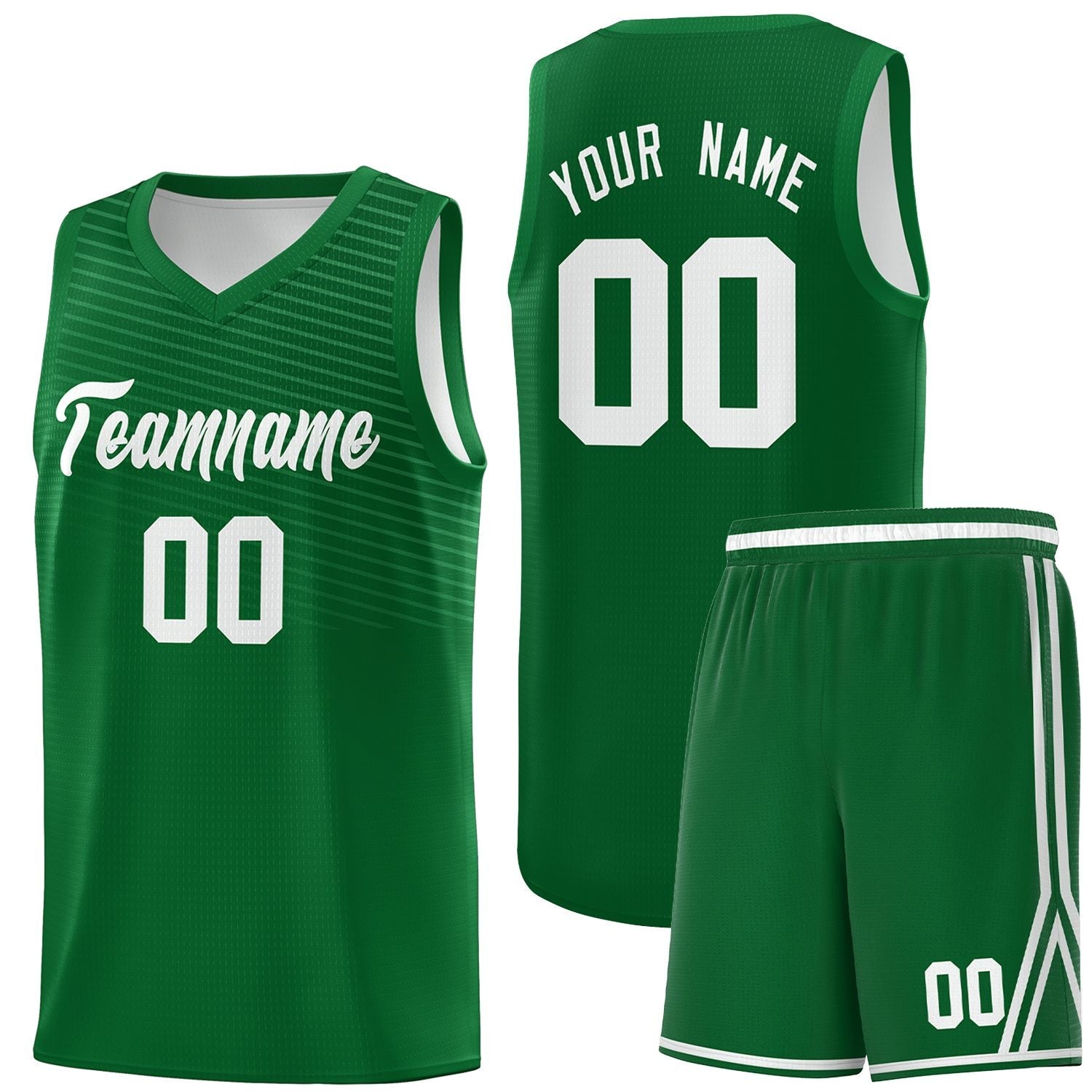 Custom Green White Chest Slash Patttern Sports Uniform Basketball Jersey