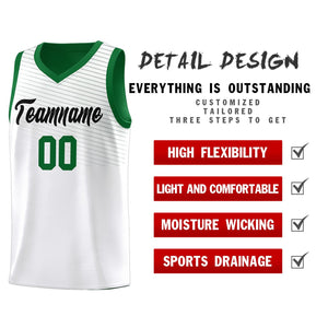 Custom White Green Chest Slash Patttern Sports Uniform Basketball Jersey