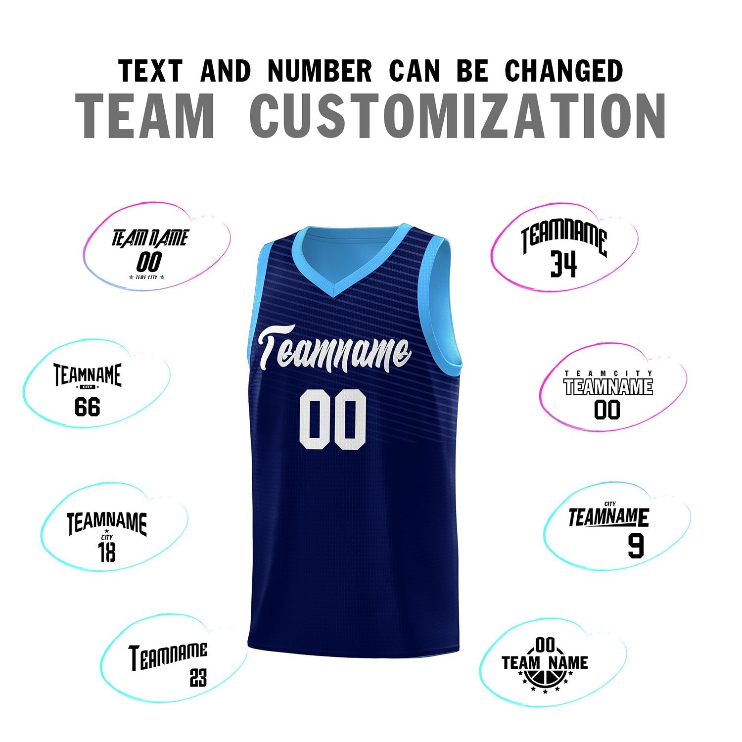 Custom Blue White Chest Slash Patttern Sports Uniform Basketball Jersey