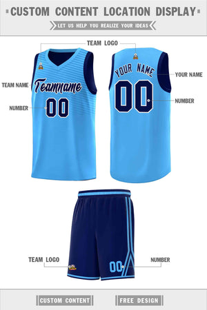 Custom Powder Blue Blue Chest Slash Patttern Sports Uniform Basketball Jersey