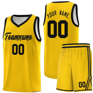 Custom Gold Black Chest Slash Patttern Sports Uniform Basketball Jersey