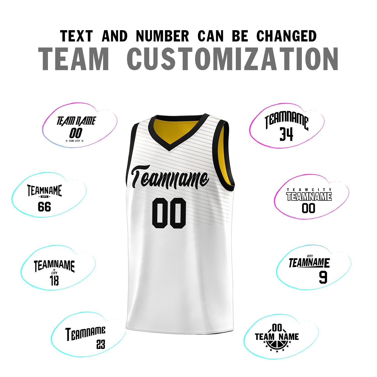 Custom White Black Chest Slash Patttern Sports Uniform Basketball Jersey