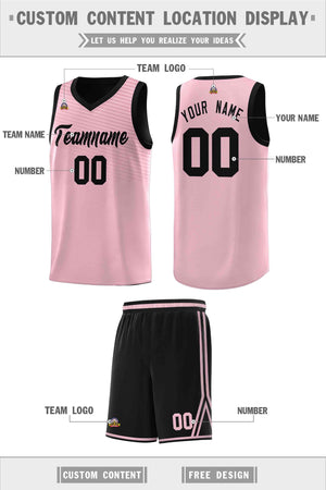 Custom Pink Black Chest Slash Patttern Sports Uniform Basketball Jersey