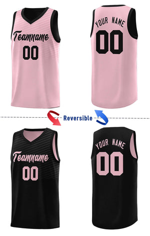 Custom Black Pink Chest Slash Patttern Double Side Sports Uniform Basketball Jersey