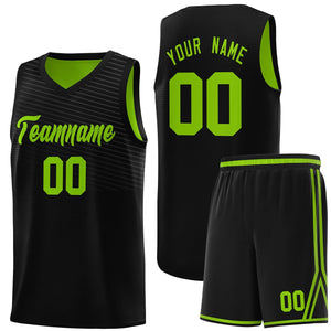 Custom Black Neon Green Chest Slash Patttern Sports Uniform Basketball Jersey