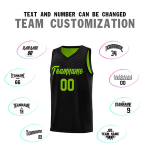 Custom Black Neon Green Chest Slash Patttern Sports Uniform Basketball Jersey