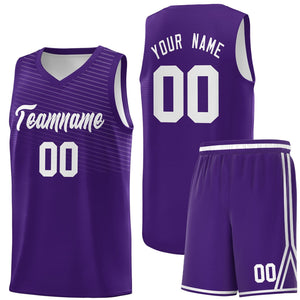 Custom Purple White Chest Slash Patttern Sports Uniform Basketball Jersey