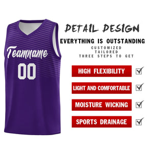 Custom Purple White Chest Slash Patttern Sports Uniform Basketball Jersey