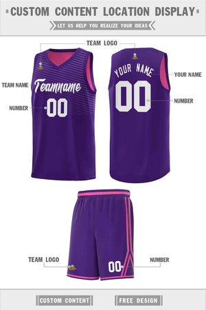 Custom Purple Pink Chest Slash Patttern Sports Uniform Basketball Jersey