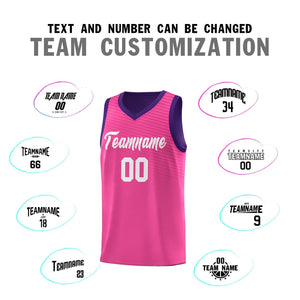 Custom Pink Purple Chest Slash Patttern Sports Uniform Basketball Jersey