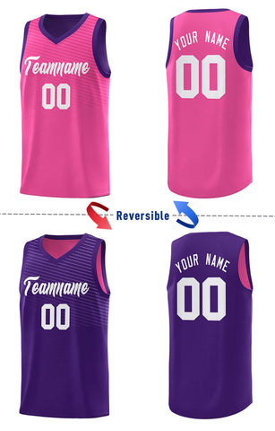 Custom Purple Pink Chest Slash Patttern Double Side Sports Uniform Basketball Jersey
