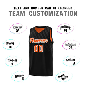 Custom Black Orange Chest Slash Patttern Sports Uniform Basketball Jersey