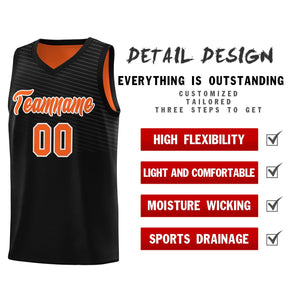 Custom Black Orange Chest Slash Patttern Sports Uniform Basketball Jersey