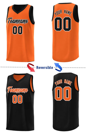 Custom Black Orange Chest Slash Patttern Double Side Sports Uniform Basketball Jersey