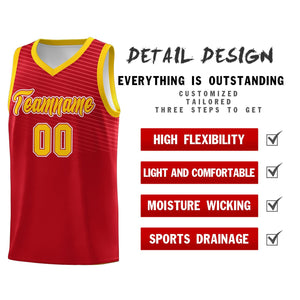 Custom Red Gold Chest Slash Patttern Sports Uniform Basketball Jersey