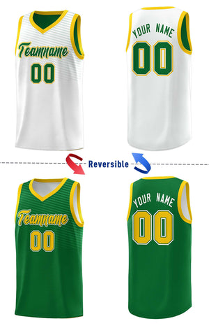 Custom Kelly Green White Chest Slash Patttern Double Side Sports Uniform Basketball Jersey