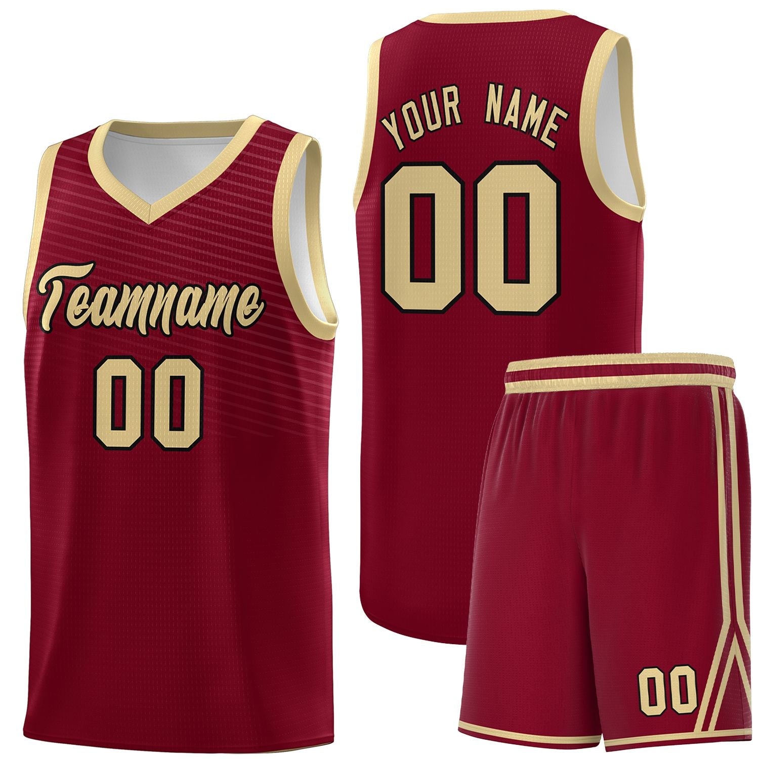 Custom Crimson Khaki Chest Slash Patttern Sports Uniform Basketball Jersey