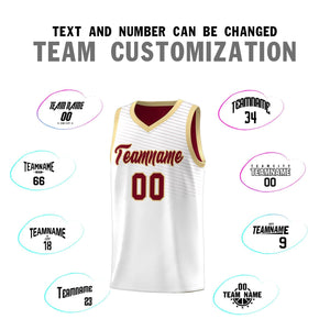 Custom White Crimson Chest Slash Patttern Sports Uniform Basketball Jersey