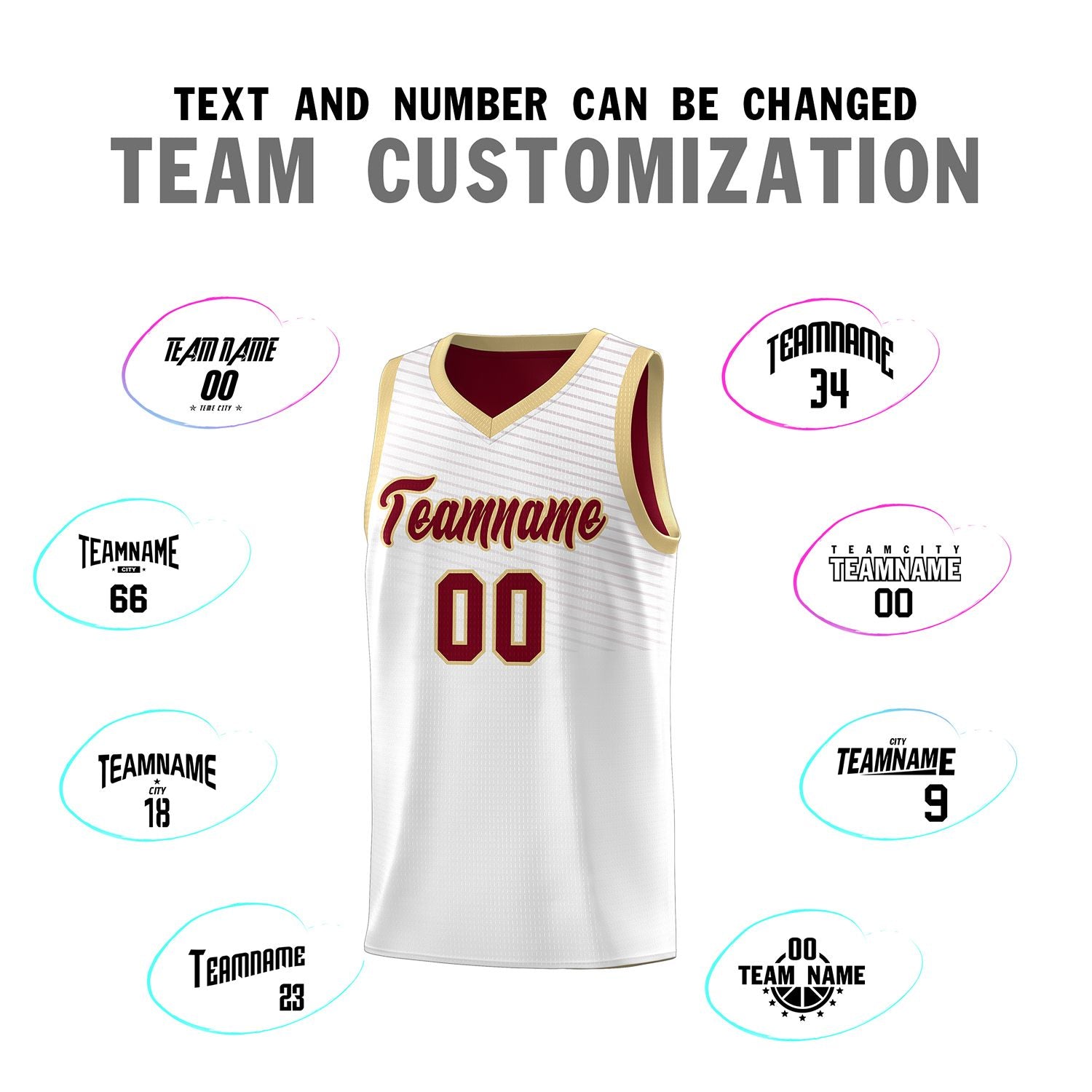 Custom White Crimson Chest Slash Patttern Sports Uniform Basketball Jersey