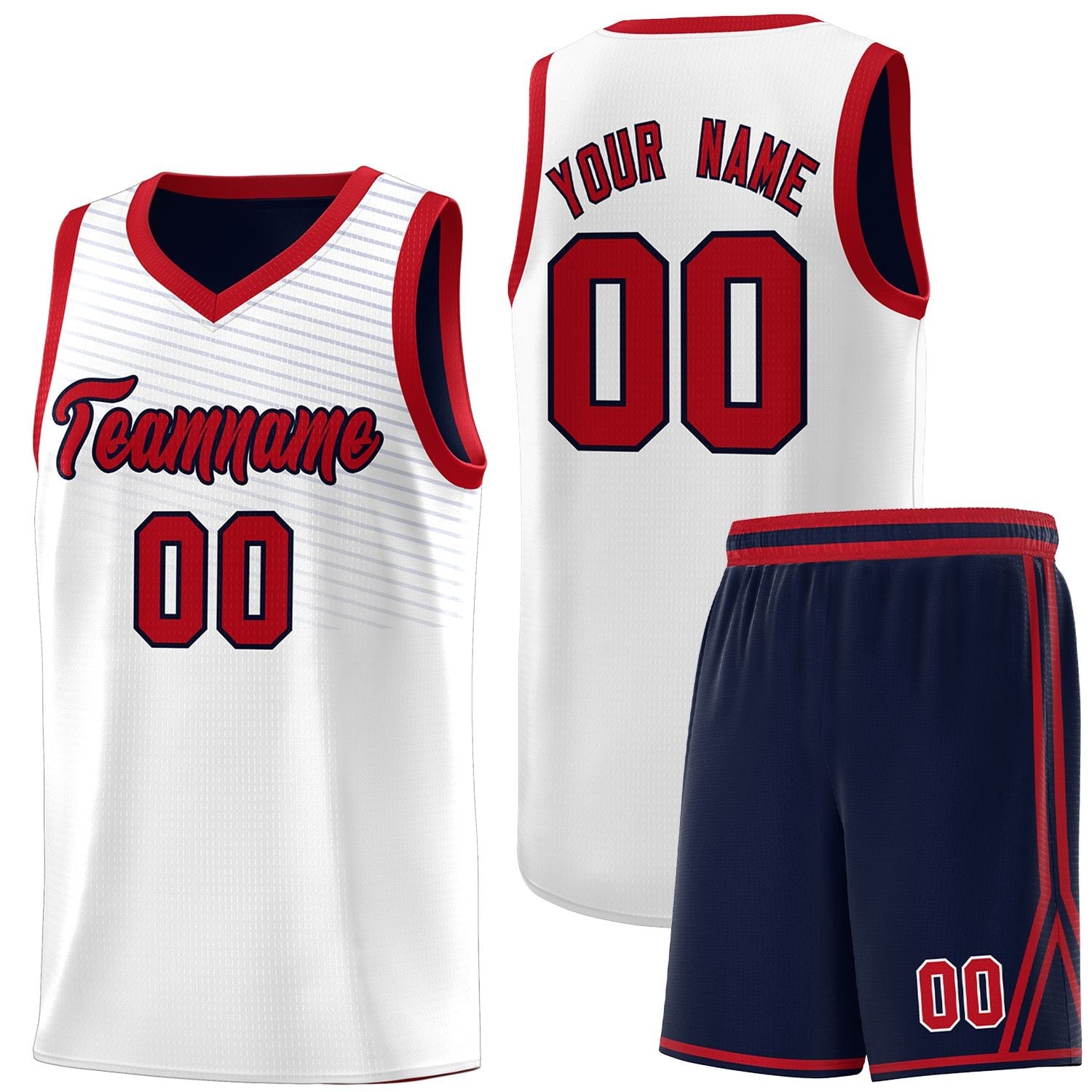 Custom White Navy Chest Slash Patttern Sports Uniform Basketball Jersey