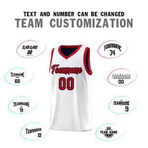 Custom White Navy Chest Slash Patttern Sports Uniform Basketball Jersey