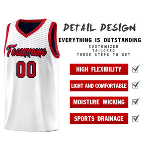 Custom White Navy Chest Slash Patttern Sports Uniform Basketball Jersey